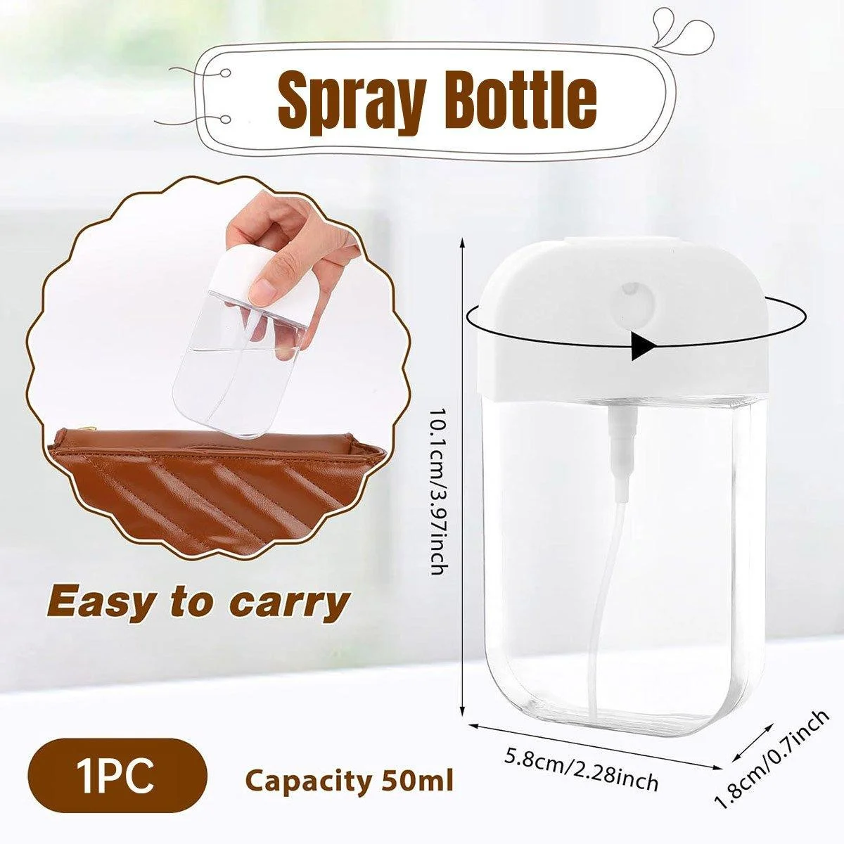 1pc Portable Card Spray Bottle Refillable Travel Watering Can for Skincare
