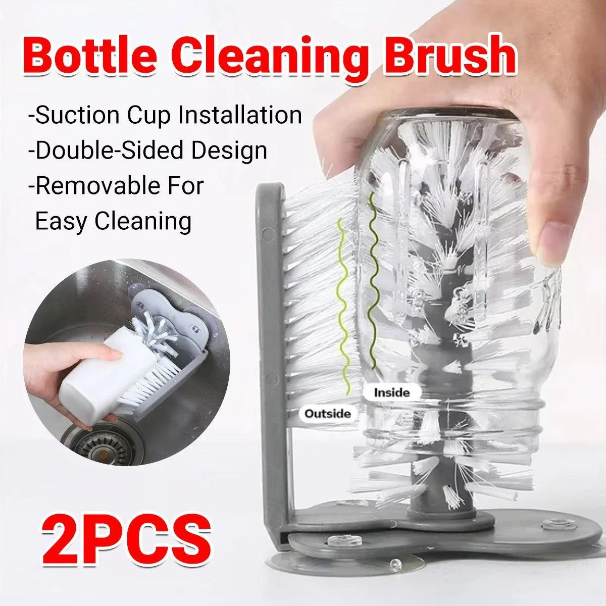 Sink Water Bottle Cleaning Brush Glass Cup Brush Suction Cup Brush Kitchen Tool
