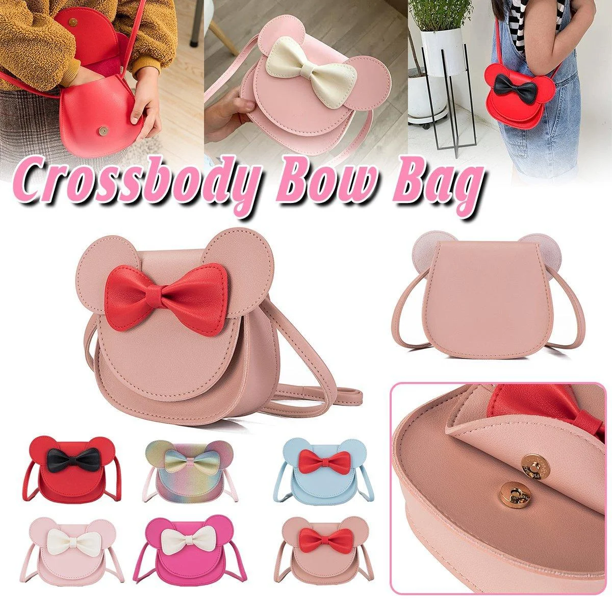 Cute Bowknot Crossbody Bag Fashionable Girls Shoulder Bag Slanting Mini Handbag - Rainbow