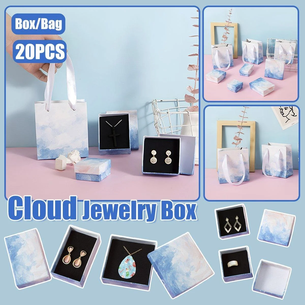 20PCS Cloud Jewelry Box Earrings Necklace Ring Bracelet DisplayOrganizer - 7*9*3cm(Box)