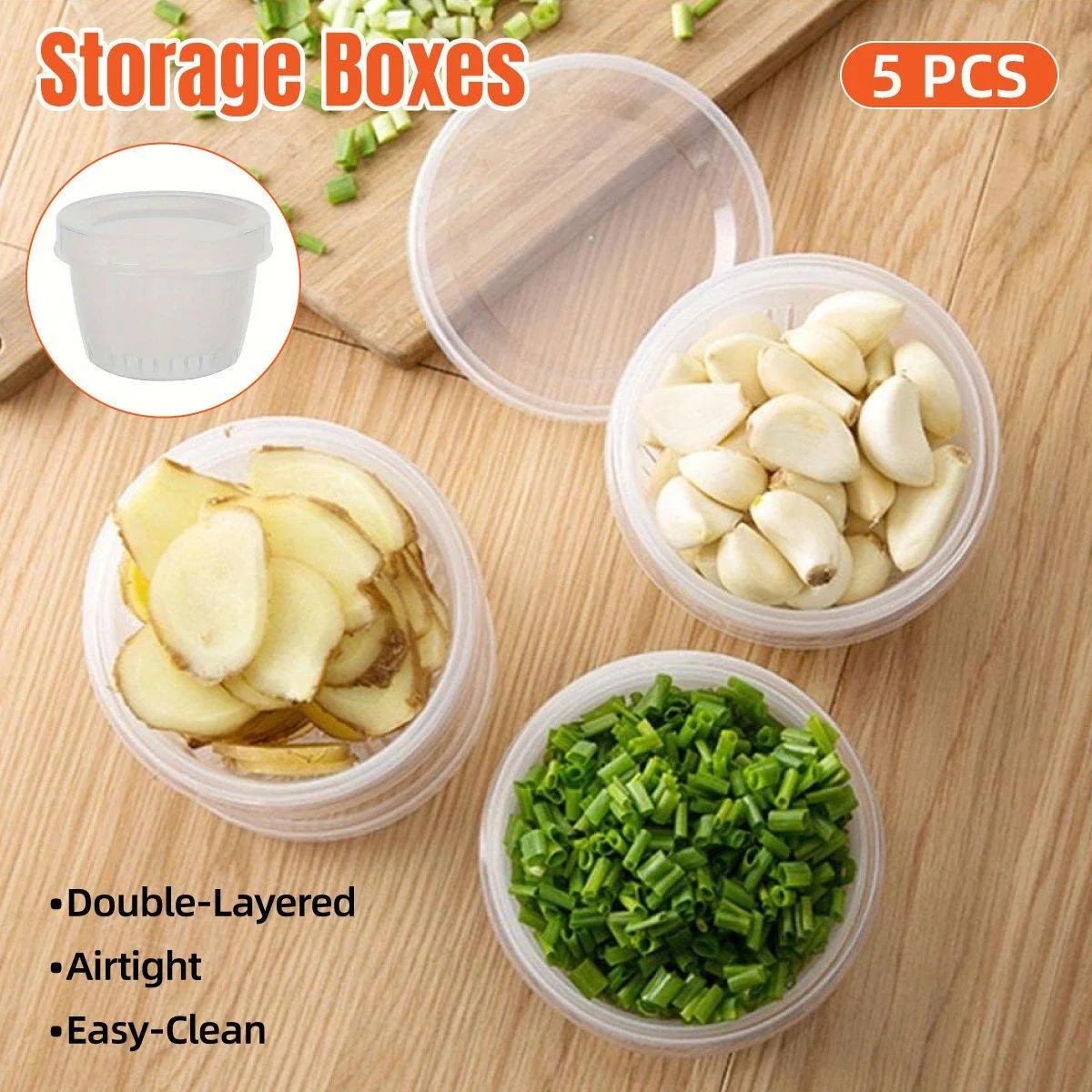 5pcs Plastic Storage Containers with Lids Refrigerator Organizer Box for Kitchen