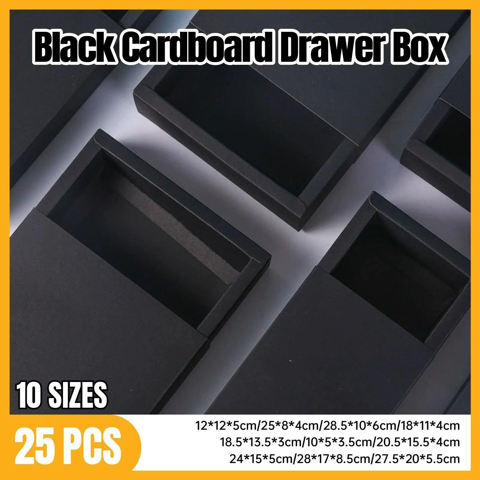 25X Black Kraft Paper Drawer Jewelry Package Necklace Bracelet Gift Package box - 25*8*4-25pcs