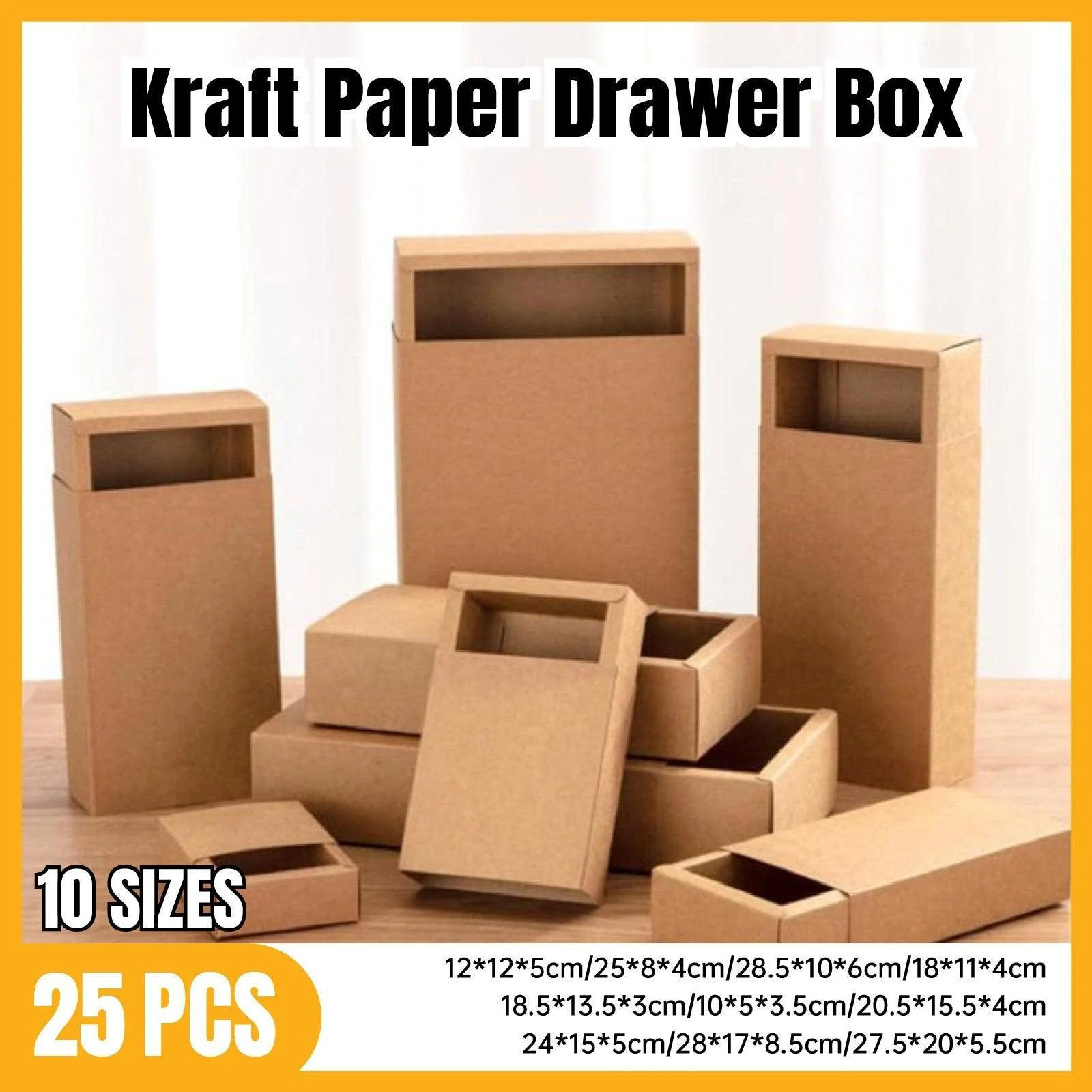 Kraft Paper Drawer Box Packaging Gift Storage Organiser Small Kraft Boxes - 20.5x15.5x4cm