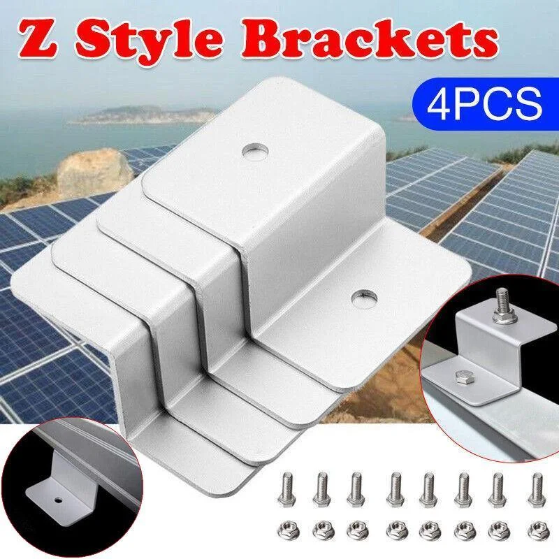 4 Pcs Solar Panel Z-Bracket Mounting Flat Roof Yacht Rv Mount Aluminum Kit Au