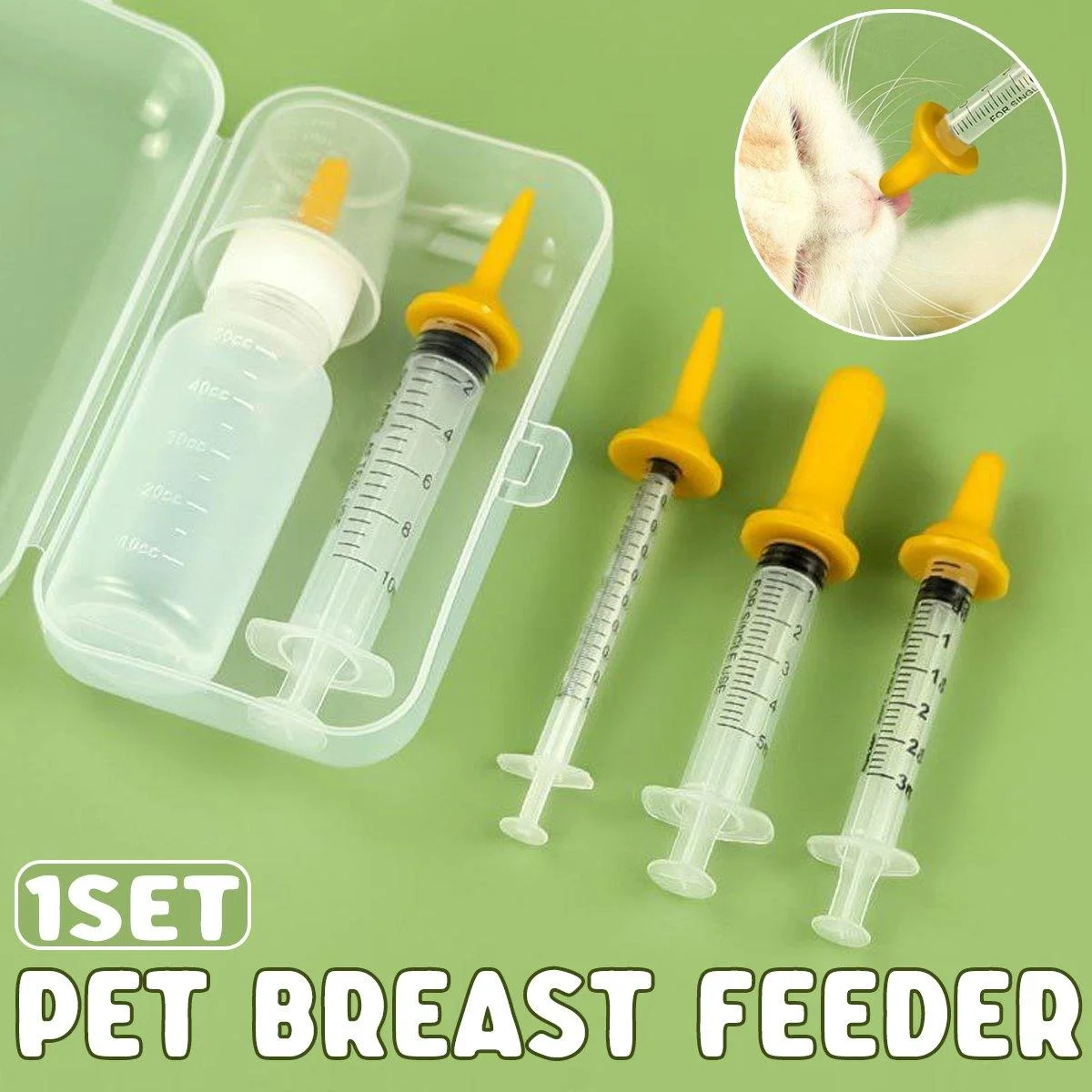 Kitten Feeding Bottle with Syringe Dispenser for Young Pets and Small Animals