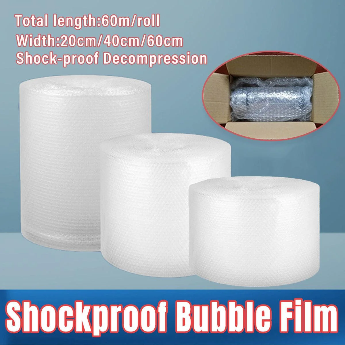 Bubble Wrap Roll Shockproof Packaging Foam Paper Express Shipping Protective - 40cm