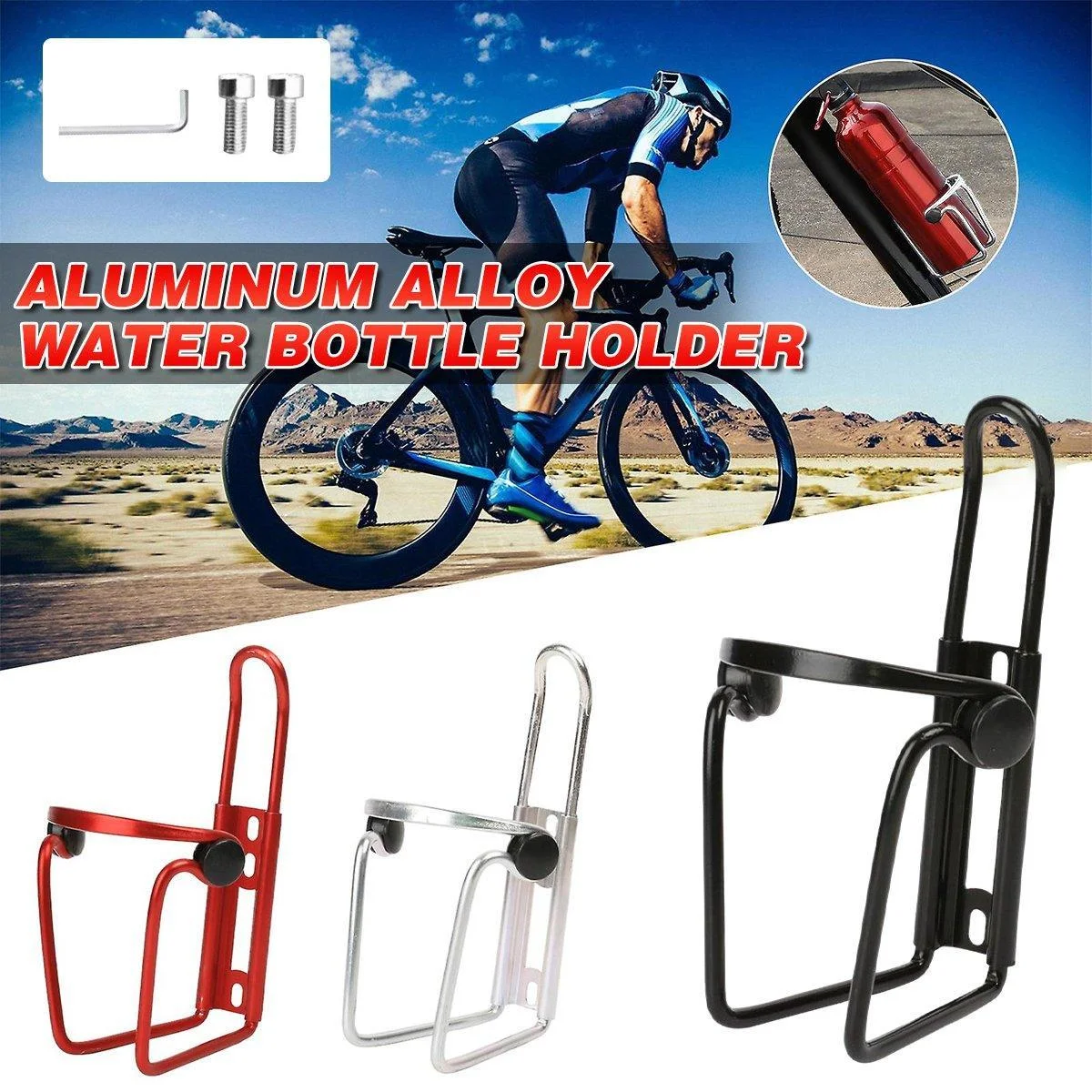 Durable Aluminum Alloy Water Bottle Holder for MTB Bike Bicycle Cycling Cage - Black