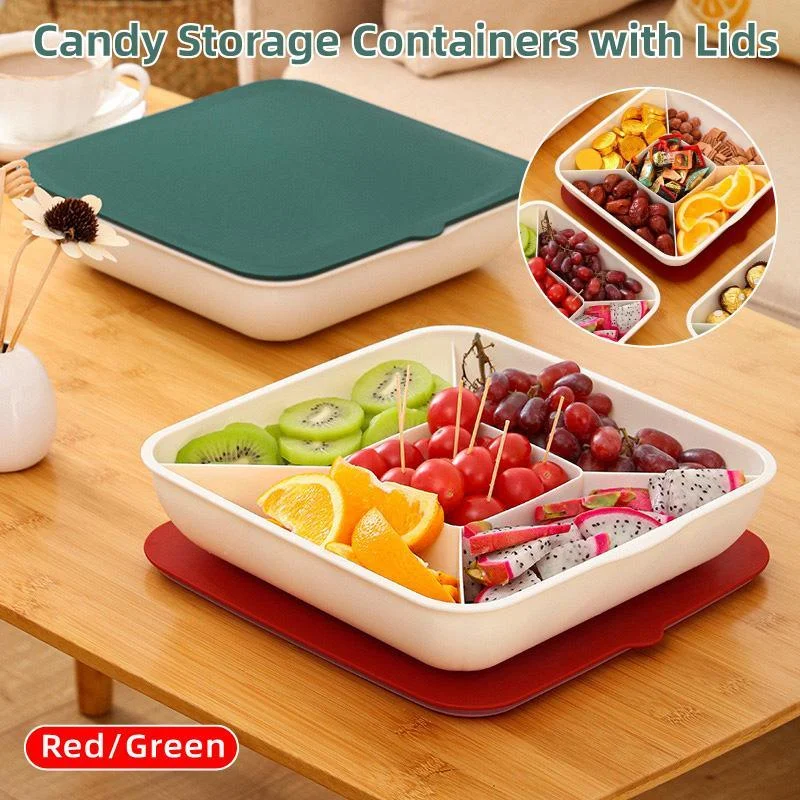 Plastic Fruit Plate Candy Box Dried Fruit Storage Box Snacks Nuts Tray Holder - Green