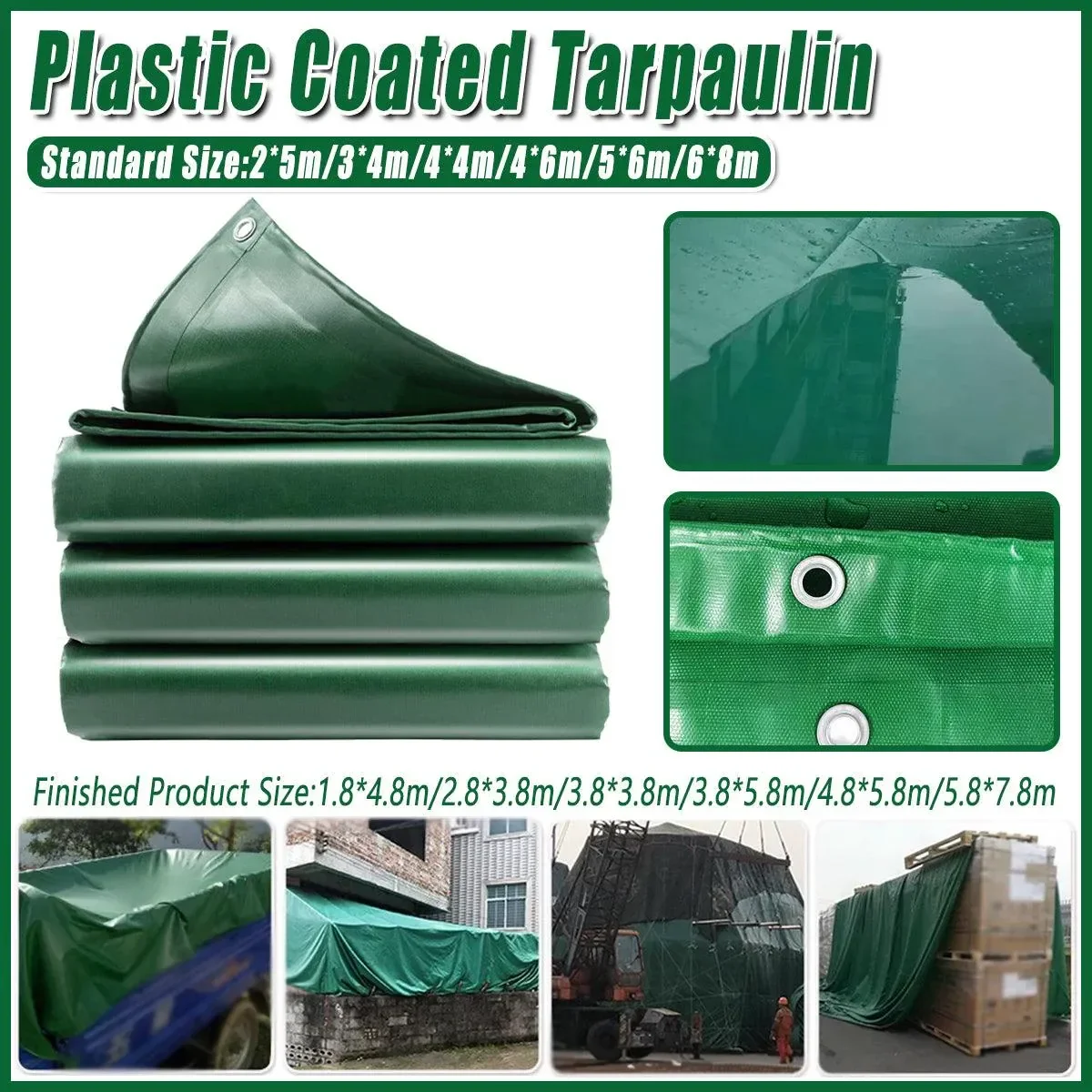 Heavy Duty Waterproof Canvas Tarp Tarpaulin Sun Block Dustproof Army Shelter - 4x6m(3.8x5.8m)