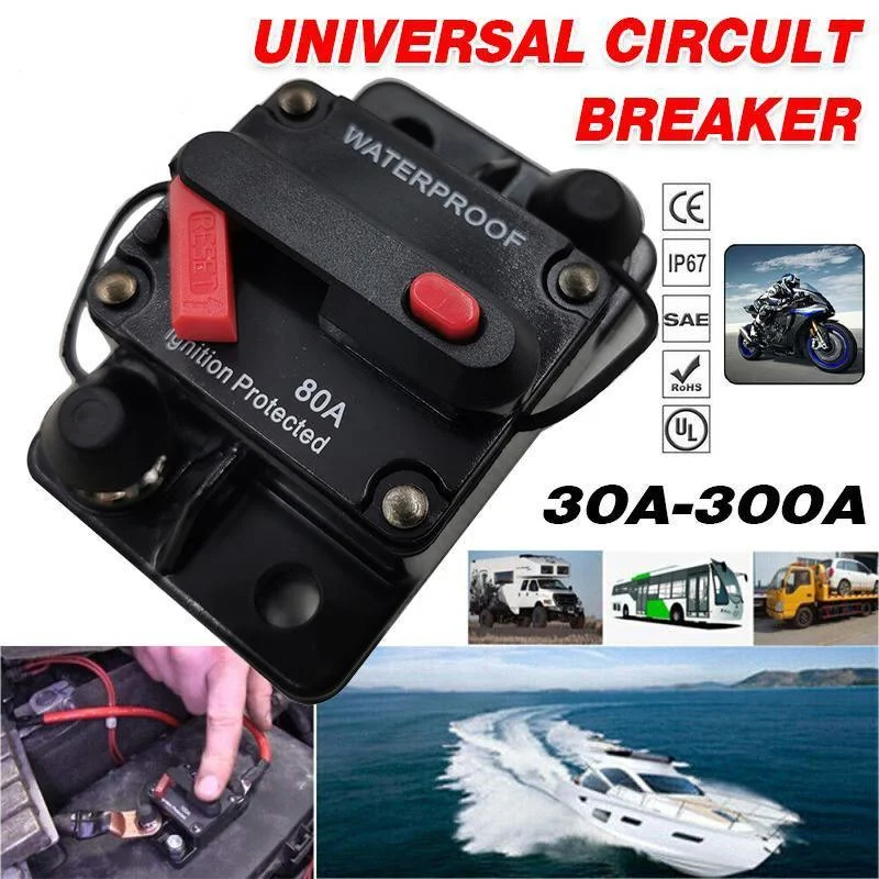 Waterproof Car Circuit Breaker Fuse Reset 30-300A AMP 12V-48V DC Car Boat IP67 - 200A