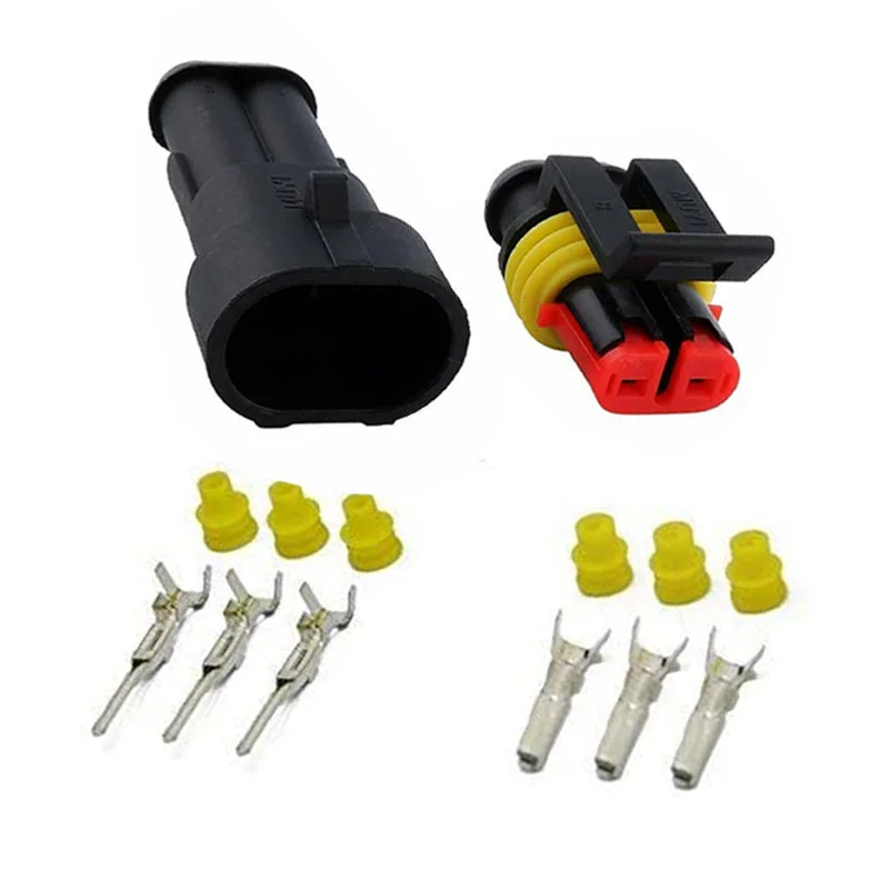 10 Set 2 Pin Waterproof Car Electrical Wire Sealed Connector Plug Cable 12V Kit
