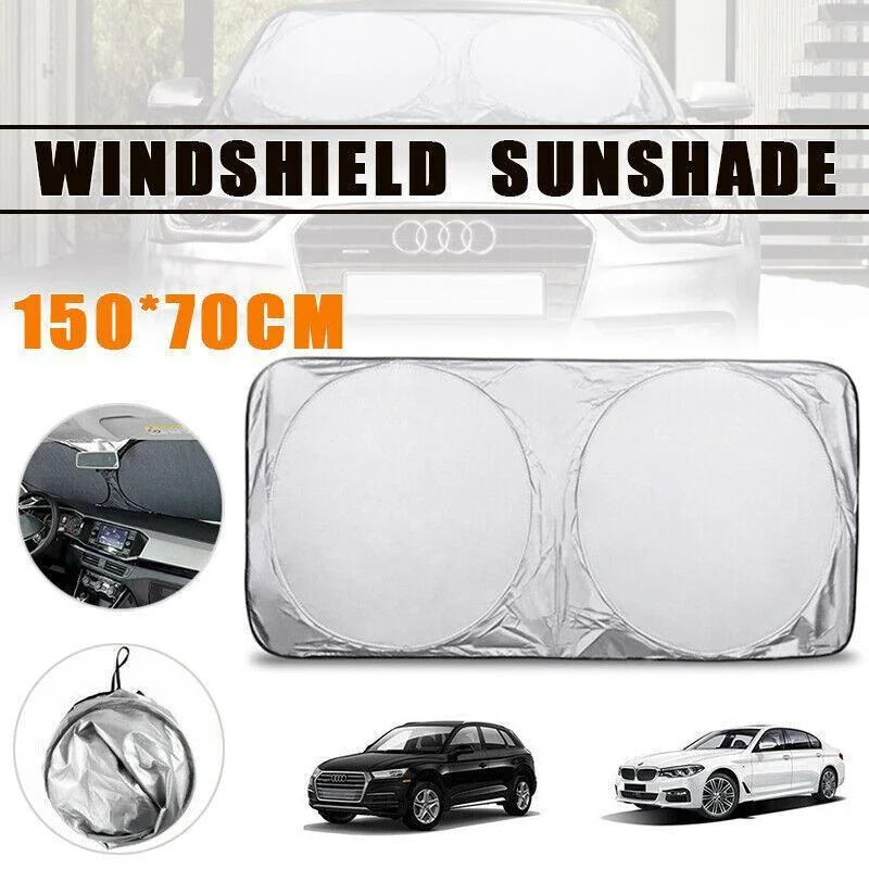 Car Windshield Sunshade Foldable 150×70cm UV Block Front Visor for SUV Van