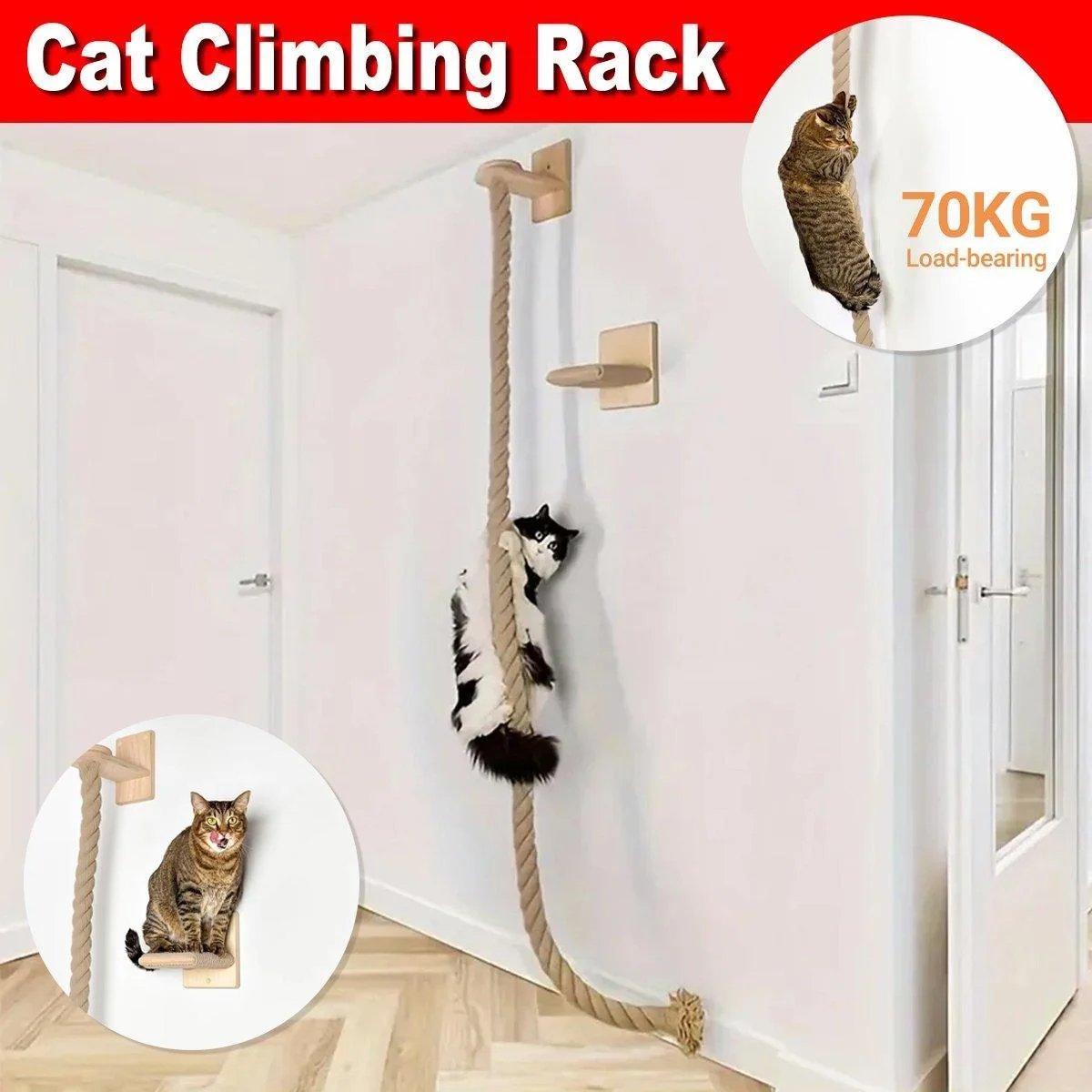 Cat Climbing Frame Rope Leash Jumping Platform for Cats Interactive Play Set