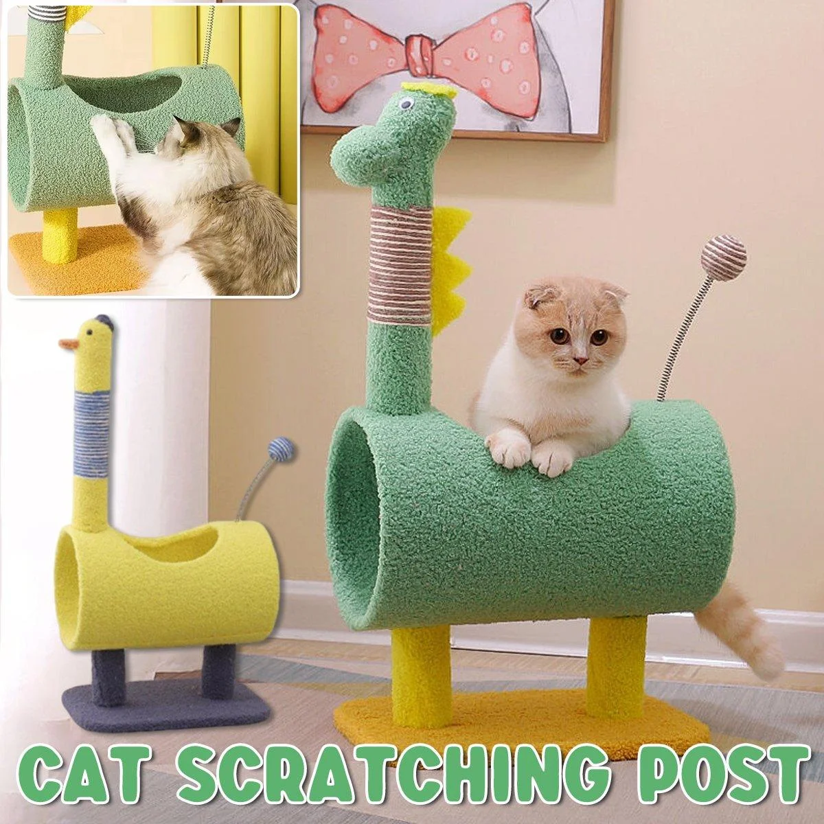 Climbing Frame Cat Scratching Post Jumping Platform Pet Toys for Cats and Kitten - Yellow