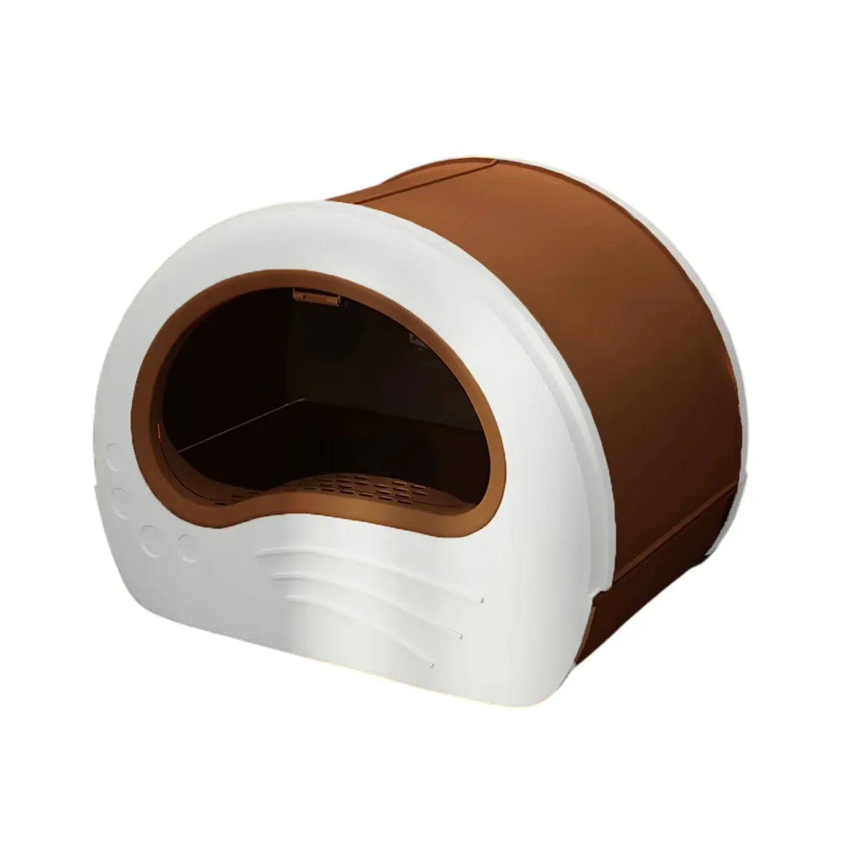 Large Fully Enclosed Cat Litter Box Pet Toilet Odour Control Easy Clean Tray - Coffee