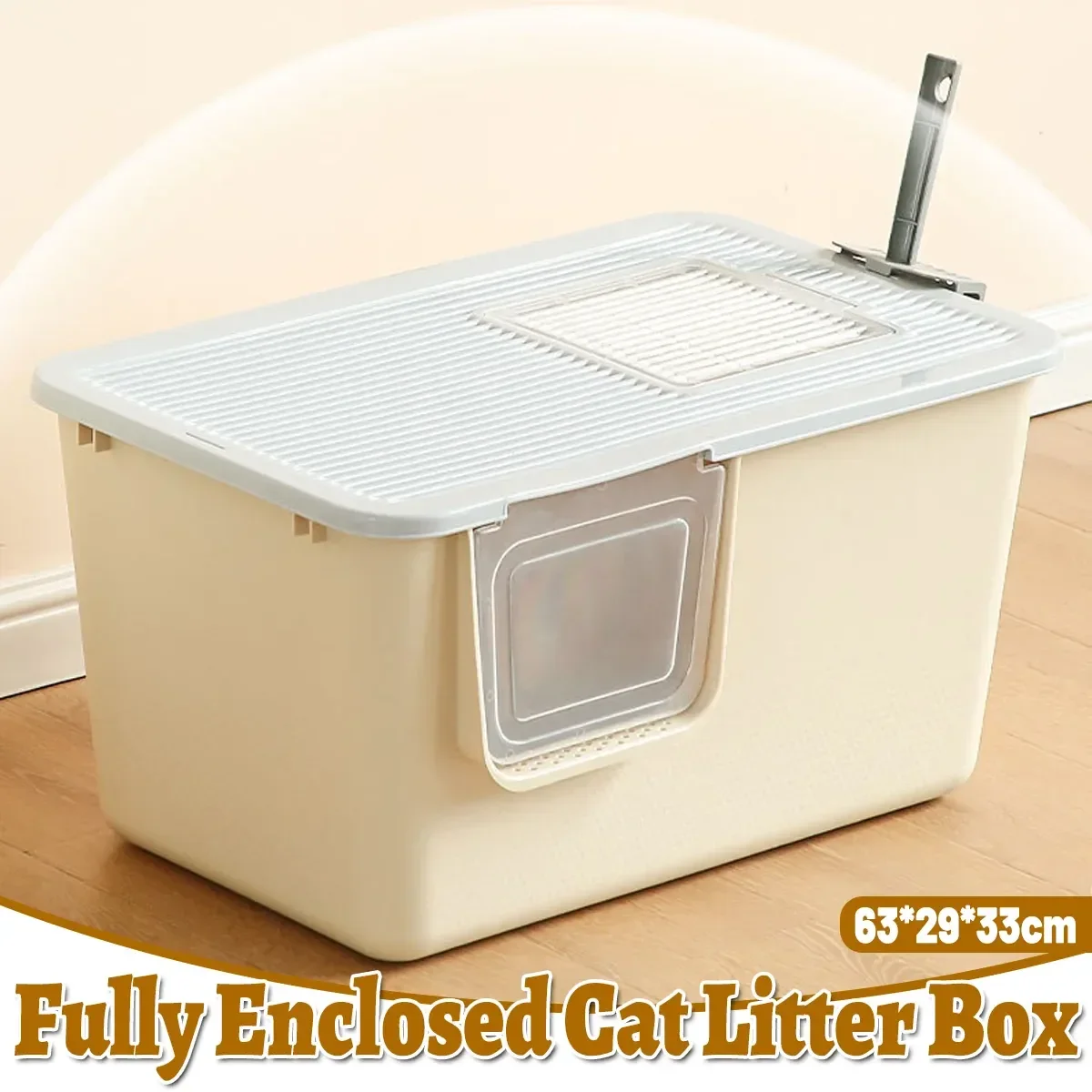 Cat Litter Box Large Semi Milk Coffee Colour Toilet High Sided Odour Control