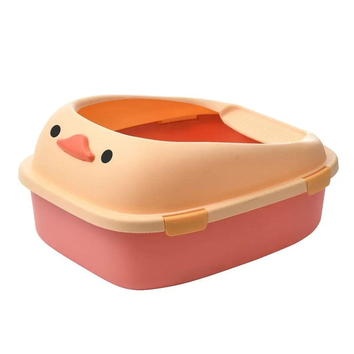Large Cat Litter Box Semi Enclosed Anti Splash Durable Plastic Open Circulation - Pink