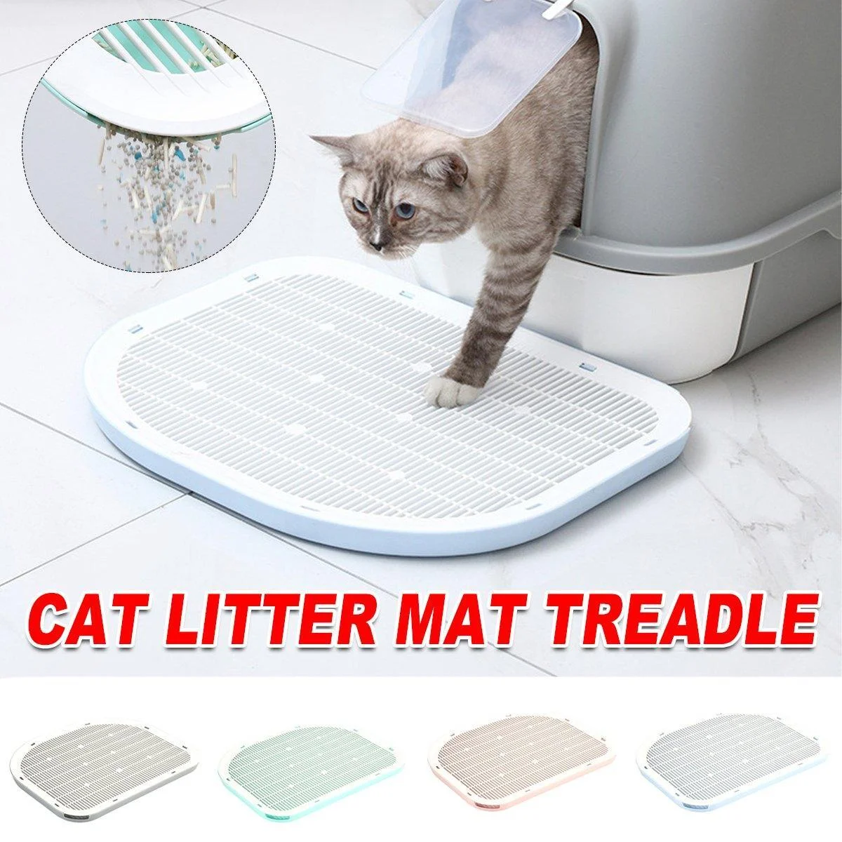 Anti Spill Cat Litter Mat Double Layer Pet Toilet Mat for Litter Box - Grey