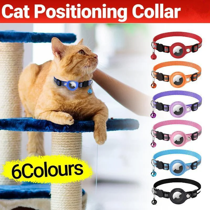 Reflective Pet Collar with Holder for AirTag Tracker – Anti-Lost Cat Dog Tag - Pink