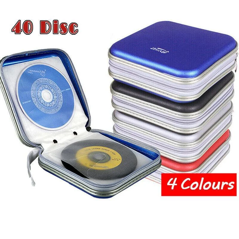 40-Disc CD DVD Wallet Case Portable Car Storage Holder Sleeve Carry Pouch - Red