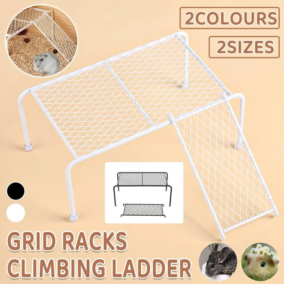 Metal Iron Chicken Feeding Ladder Grid Shelving Landscaping Platform Supplies - White-L
