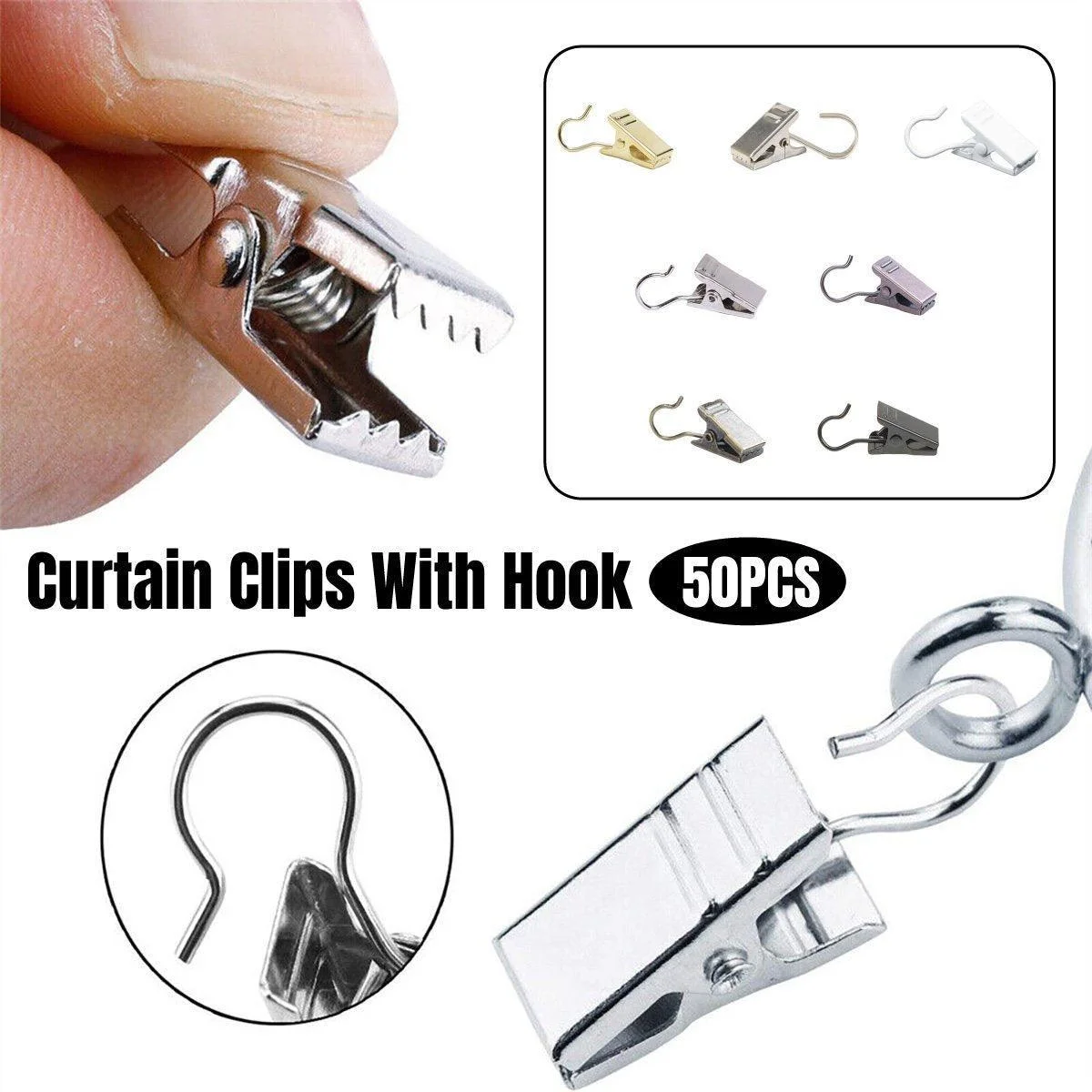 50PCS Stainless Steel Curtain Clip Hooks Strong Load-bearing Shower Accessories - Copper