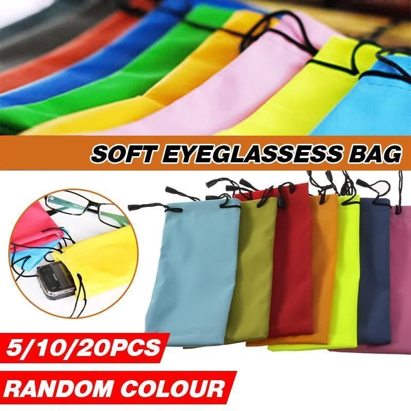 5PCS Cleaning Clothes Sunglasses Pouch Glasses Case Soft Eyeglasses Bag Random - 20PCS