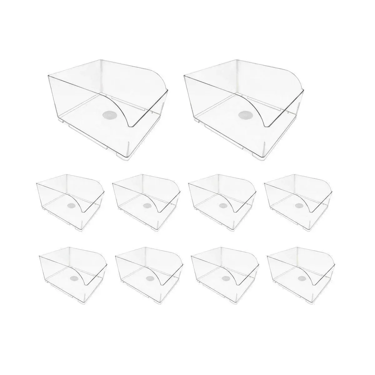 10PCS Clear Plastic Storage Box Set Food Supermarket Display Organizer Container - M
