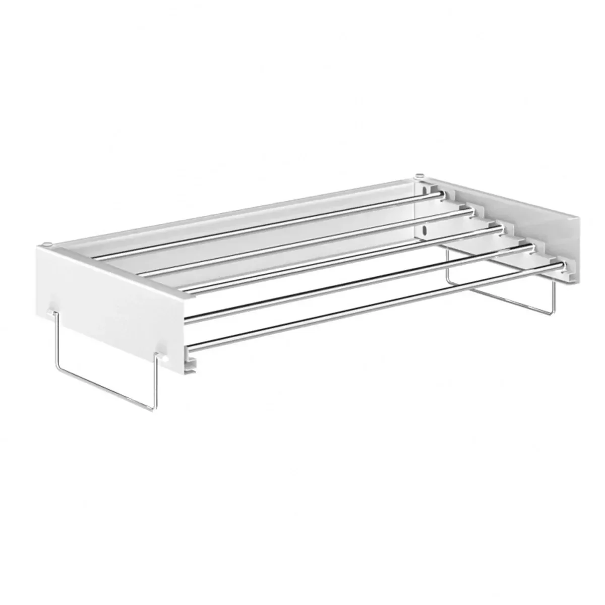 Wall Mount Foldable Clothes Drying Rack Sturdy Material Space Saving Balck/White - White
