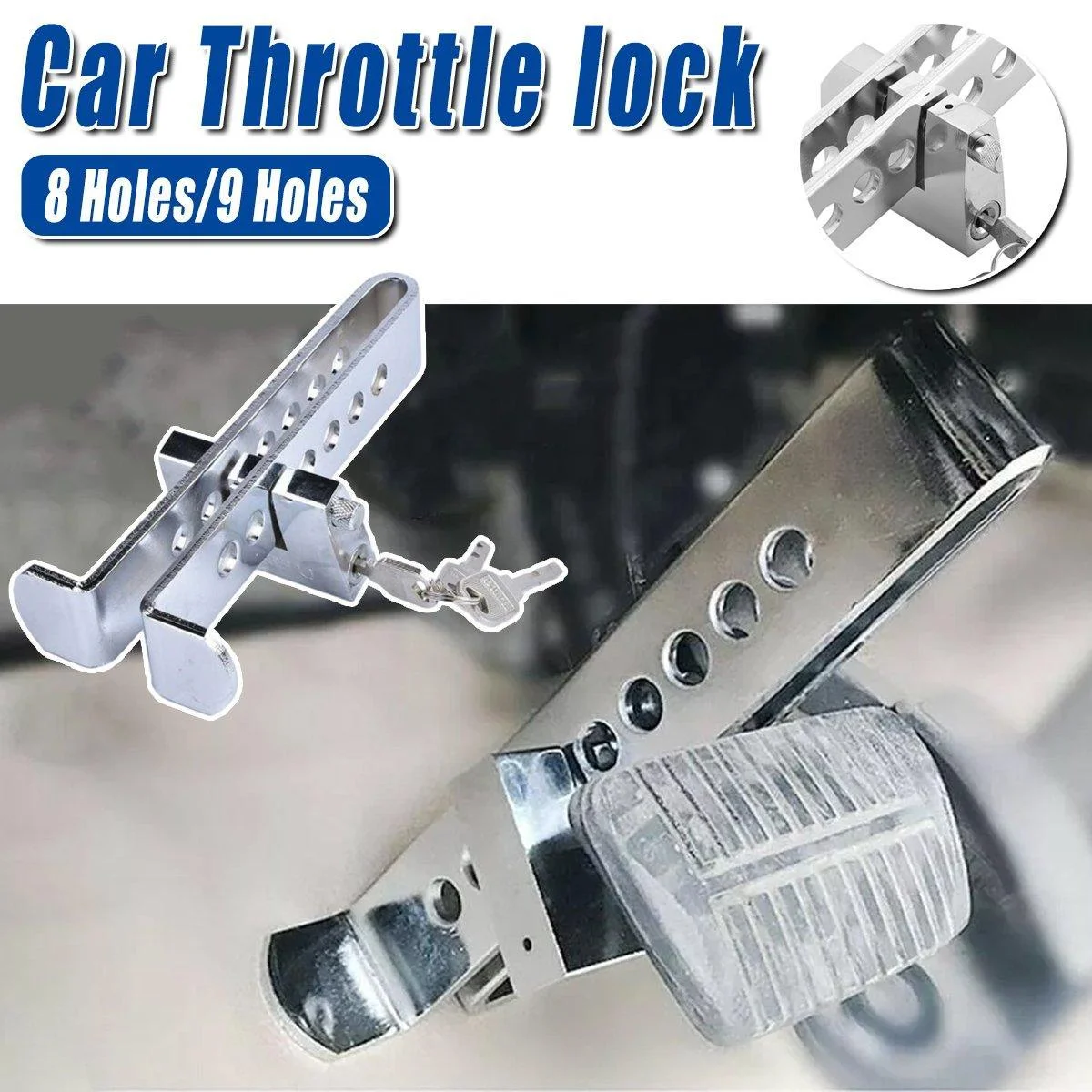Universal Car Anti-Theft Clutch Throttle Brake Lock 8/9 Holes Security Lock - 8 holes