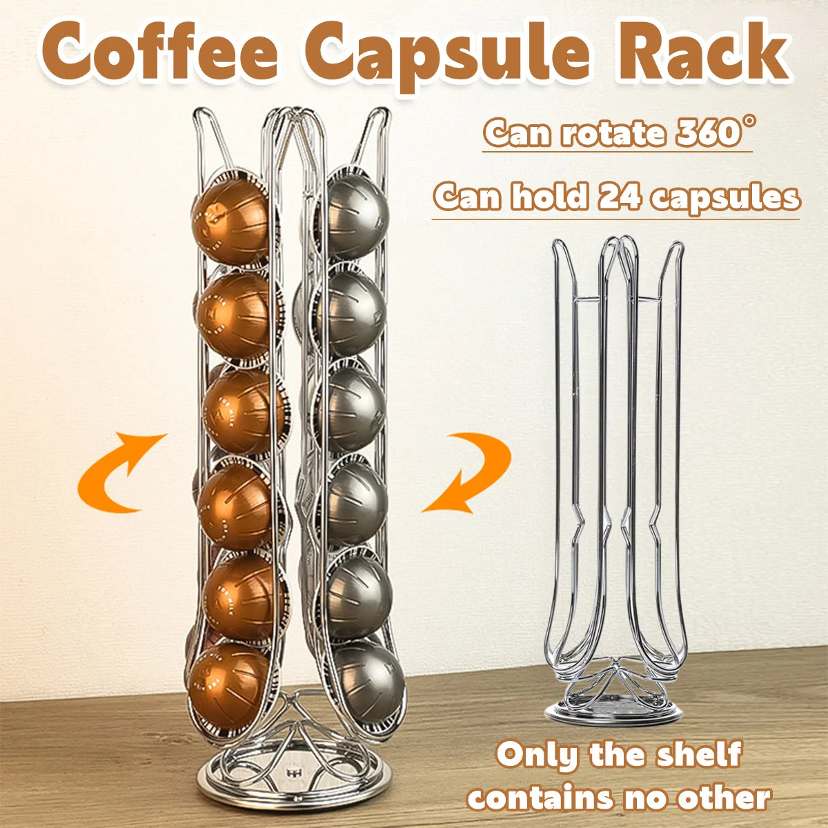 24 Coffee Capsule Holder Rack Storage Stand Pod Display Organizer Shelf Kitchen
