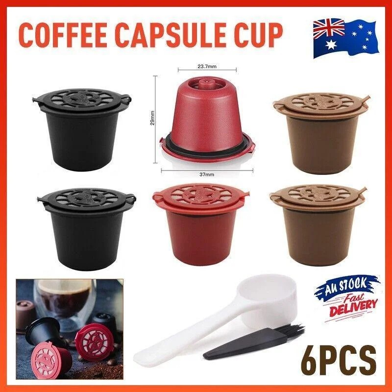 6Pcs For Nespresso Maker Machine Reusable Filter Coffee Capsule Pods