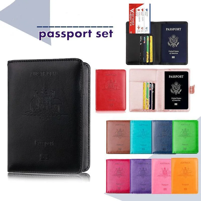 RFID Passport Holder Slim Leather Travel Wallet ID Card Cover Case for Men Women - Brown