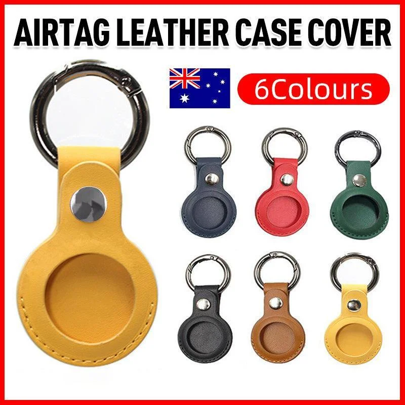 For Apple Airtag Leather Case Cover Air Tag Keychain Holder Sleeve Shell Tracker - Green