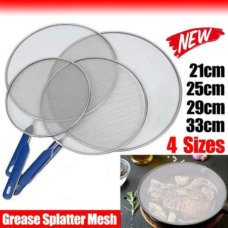 4Size Anti Splatter Guard Oil Net Splash Cover Pan Screen Kitchen Cooking Frying - 33CM