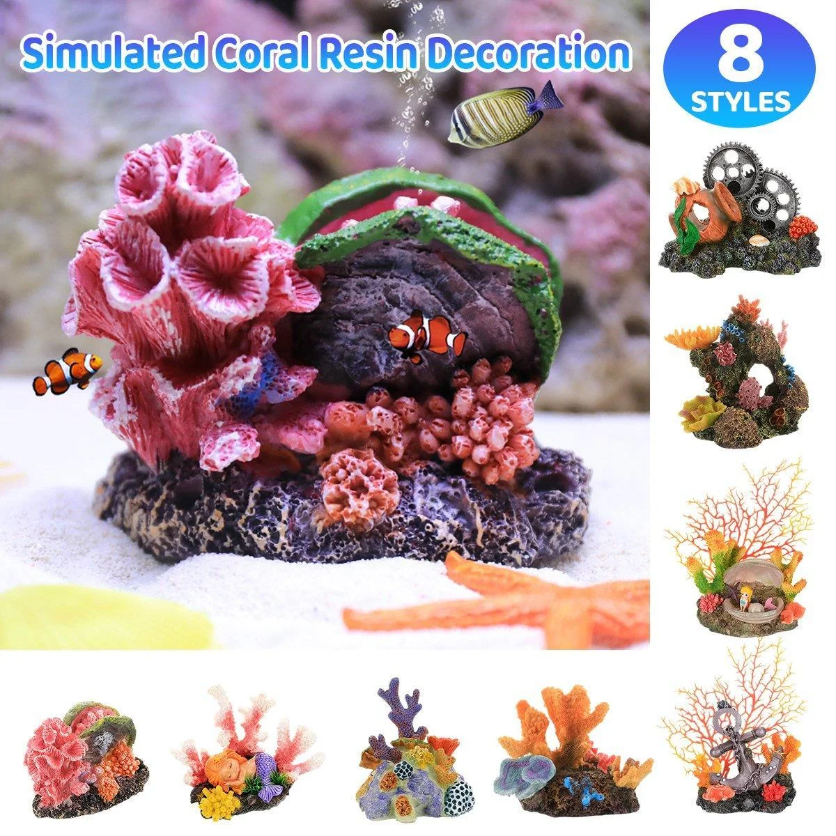 Aquarium Resin Coral Decorations for Fish Tank Marine Simulation Micro Landscape - GH0907