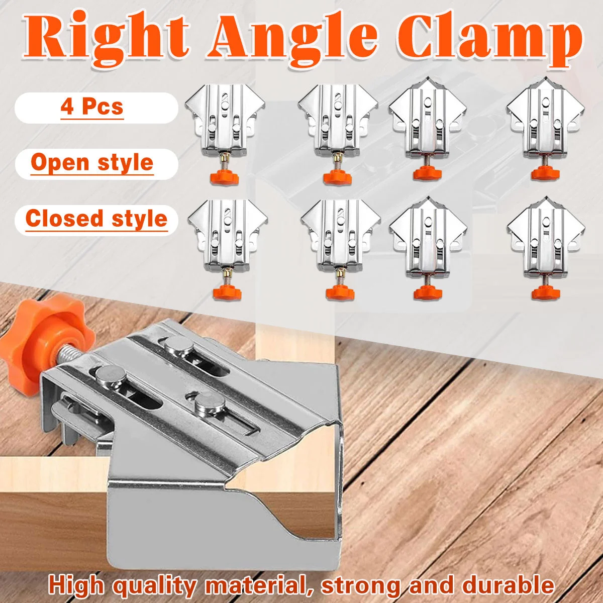 Angle Clamp Set 4pcs 90-Degree Adjustable L Shape Corner Woodworking Position - Closed style