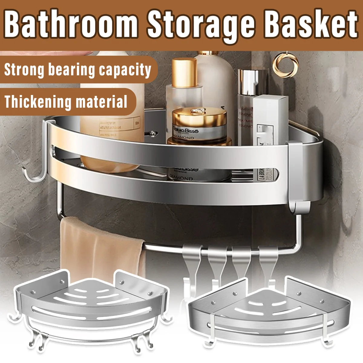 Wall Mounted Bathroom Shelf Triangle Corner Shower Storage Rack for Toiletries - Single layer