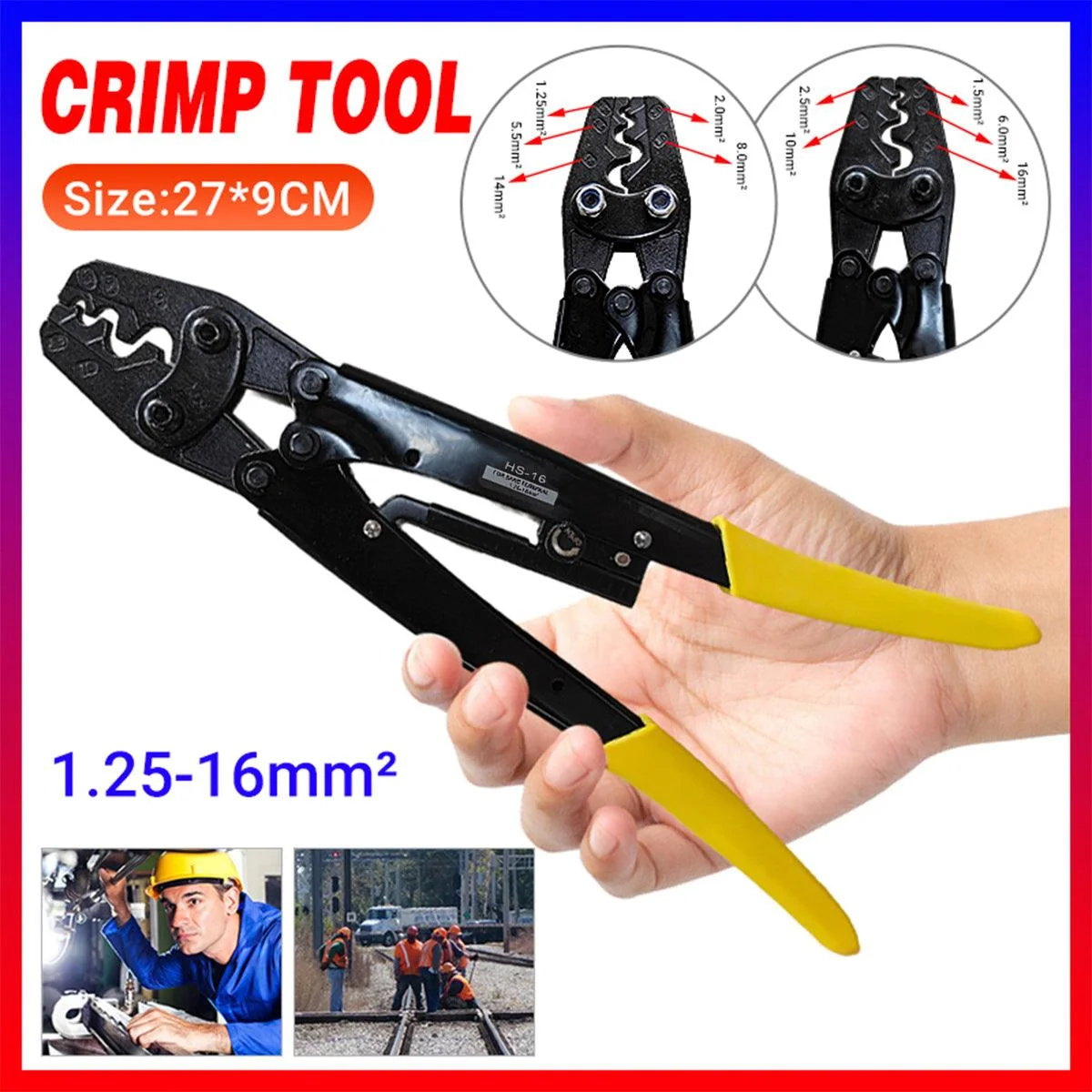 1.25-16mm² Wire Crimper Cable Plier Terminal Anderson Plug Lug Crimping Tool