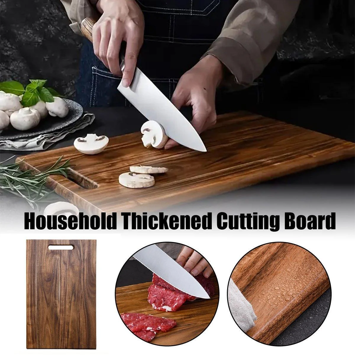 Large Hardwood Chopping Cutting Board Kitchen Steak Deli Meat Food Household