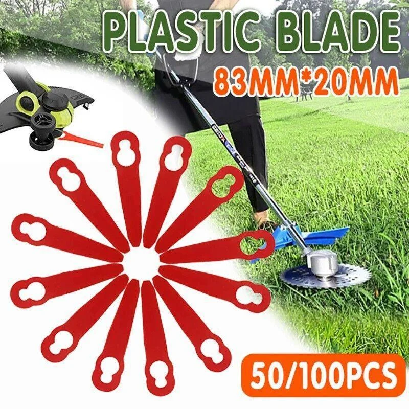 Grass Trimmer Plastic Blades Part Cutter Replace Acc Crop For Ozito Bosh Kuller - 50PCS