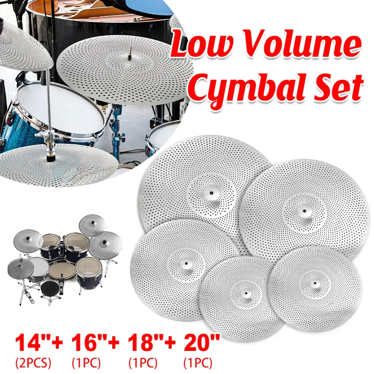 5 PCS Stand Drum Cymbal Mute Silencer Universal Fit for Most Standard Cymbals