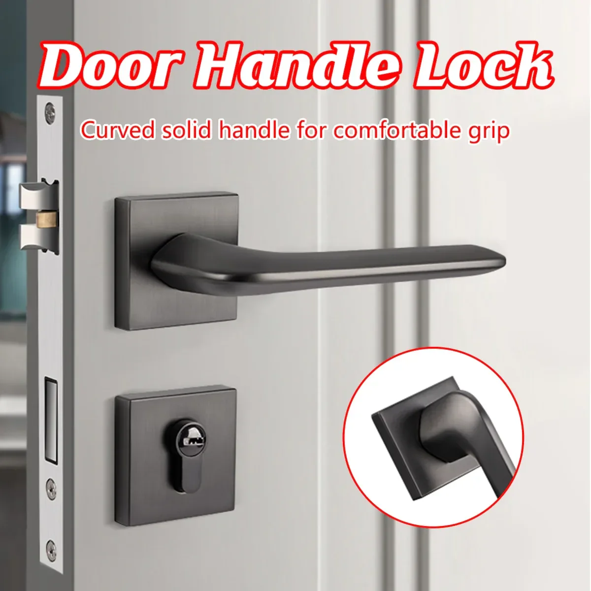 Room Door Lock Modern Style Black Bedroom Door Handle Interior Light Luxury