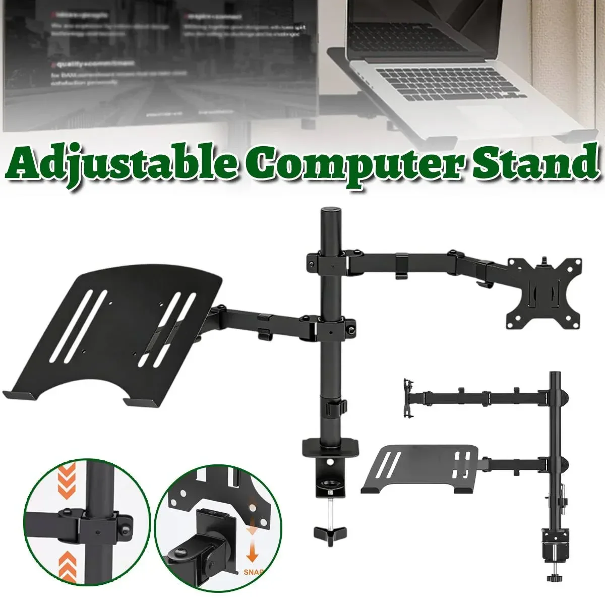 Rotating Computer Monitor Arm Laptop Stand Office Desk Mounting Holder Clamp