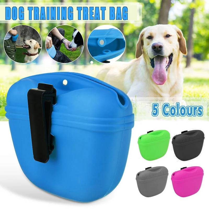 Dog Training Treat Bag Silicone Pet Pouch with Clip Waist Belt Snack Holder - Green