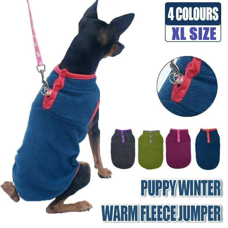 XL Pet Dog Puppy Winter Warm Fleece Jumper Vest Coat Jacket Apparel Clothes - Pink