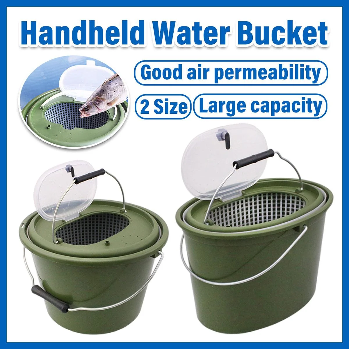 Portable Double Live Fish Bucket Breathable Fish Storage Container for Fishing - S