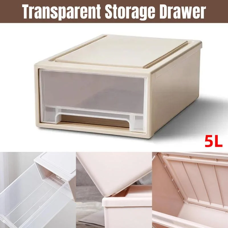 Transparent Stackable Drawer Storage Box for Shoes Clothes Household Organiser