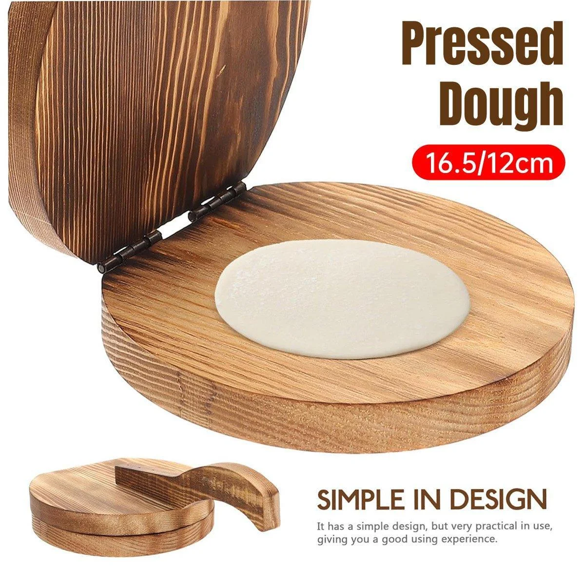 Wooden Dumpling Wrapper Maker Hand Press Dough Roller for Kitchen Cooking - 16.5CM