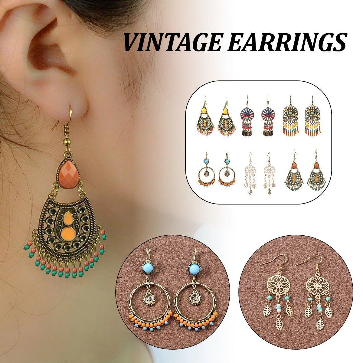 Retro Court Style Geometric Leaf Earrings Elegant Vintage Jewelry for Women Gift - 1